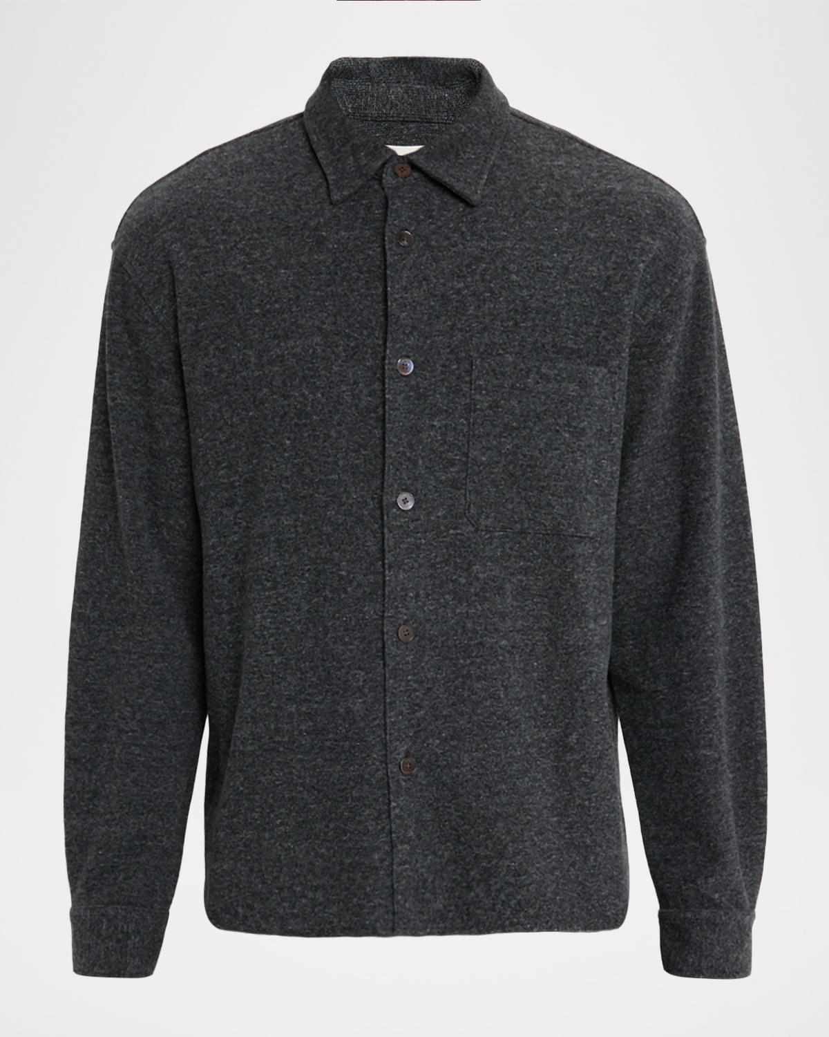 Frame Cotton Blend Waffle Textured Button Down Shirt In Blue