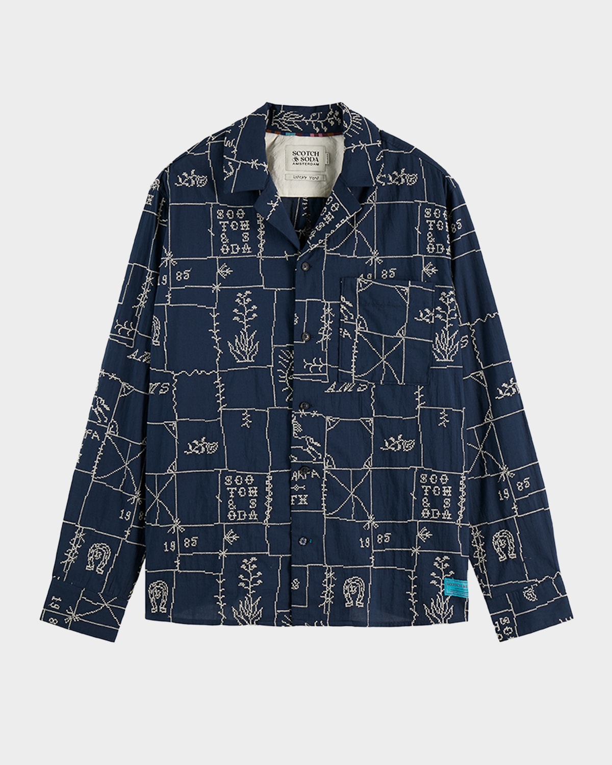 Scotch & Soda Men 's Allover Embroidered Button-Down Shirt