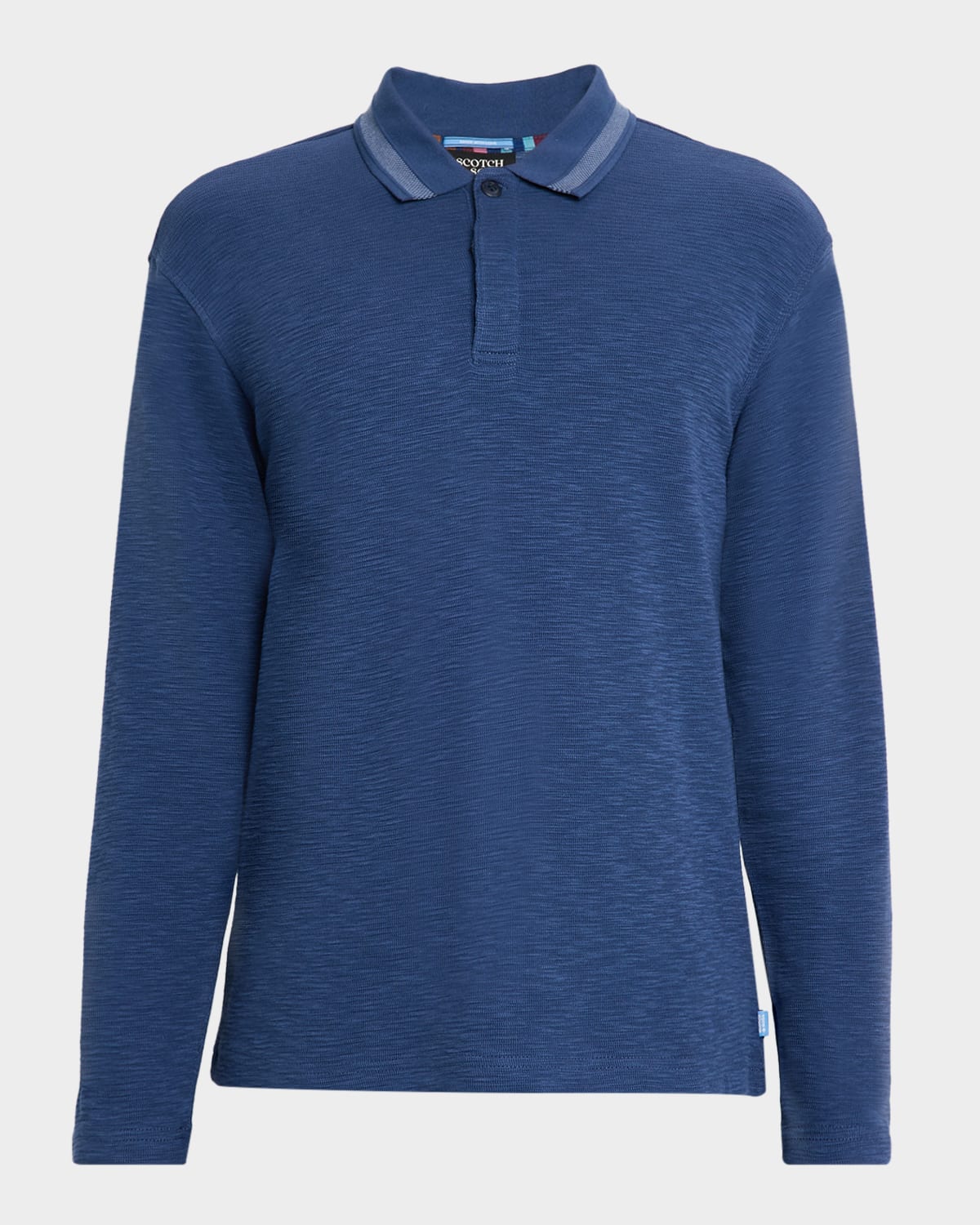 Scotch & Soda Men 's Structured Knit Stripe-Collar Polo Shirt