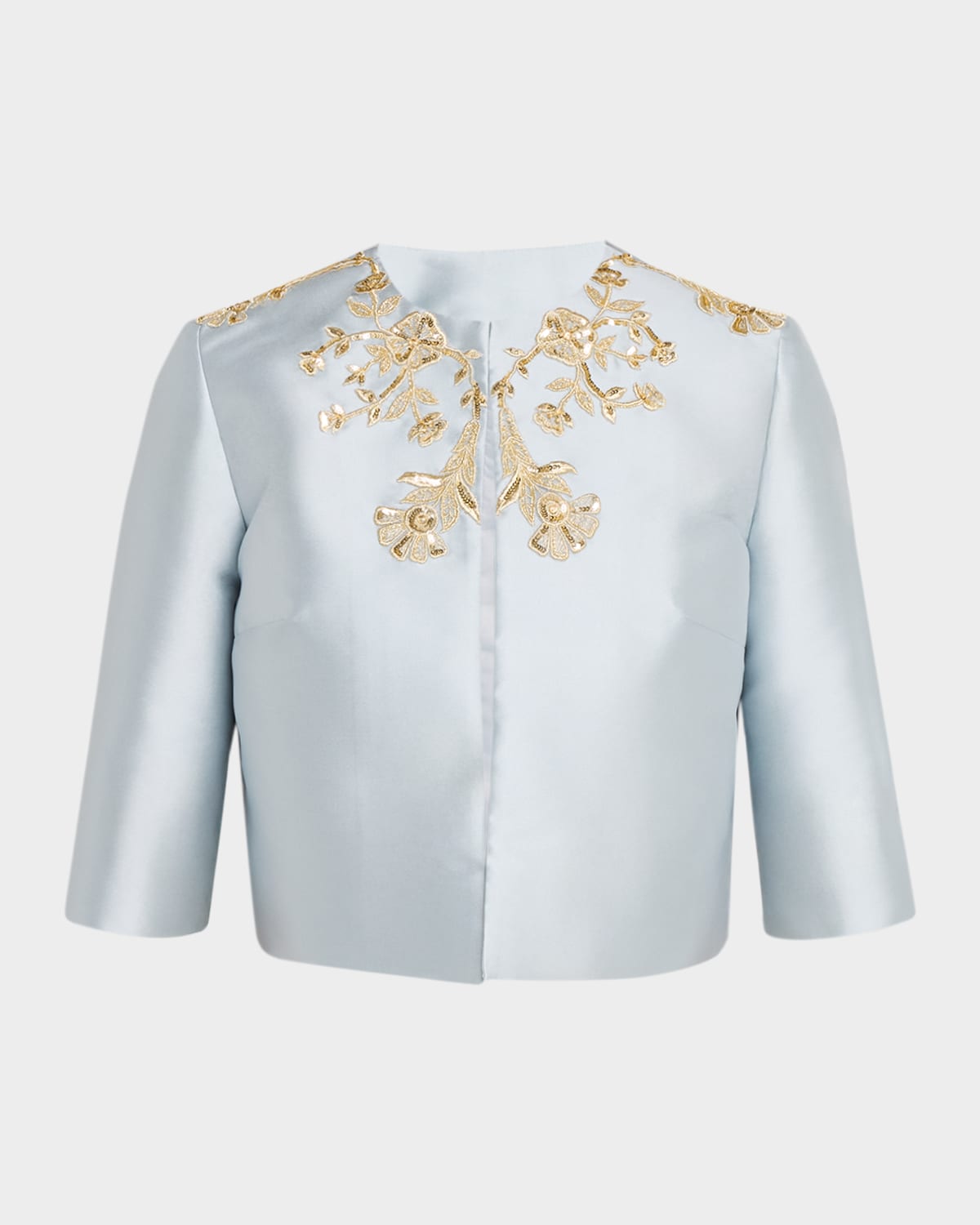 Reem Acra Embellished Silk Bolero Jacket