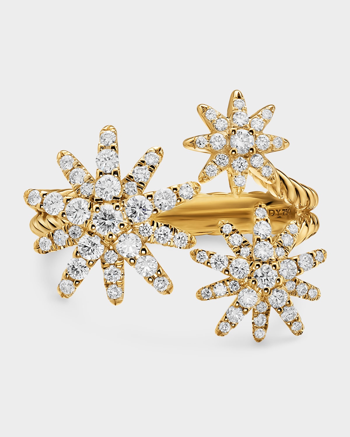 David Yurman Starburst Multi Star Ring with Diamonds in 18K Gold, 17.7mm