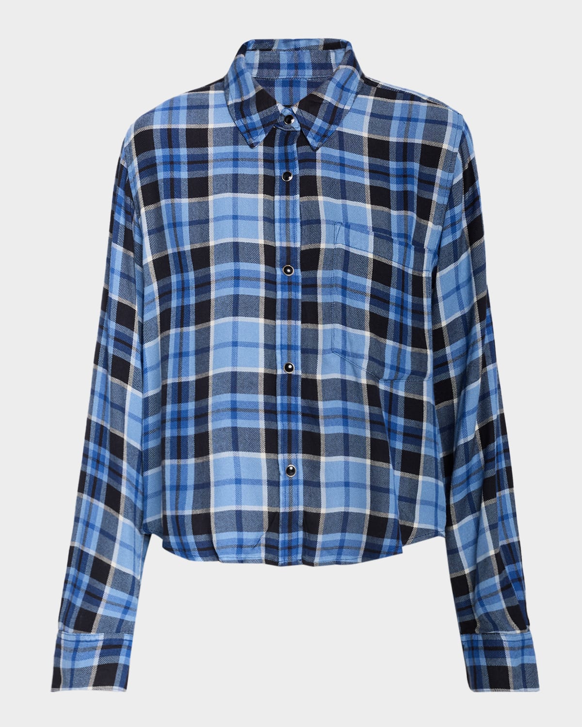 Rails Malin Boxy Plaid Twill Shirt In Blue