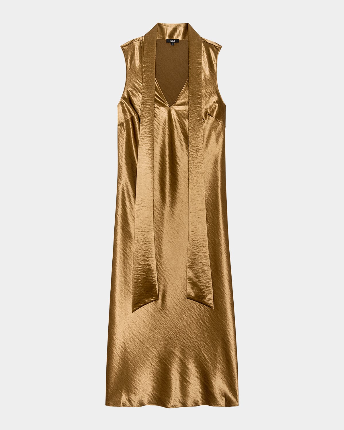 Rails Lorenza Metallic Scarf-neck Midi Dress In Brown