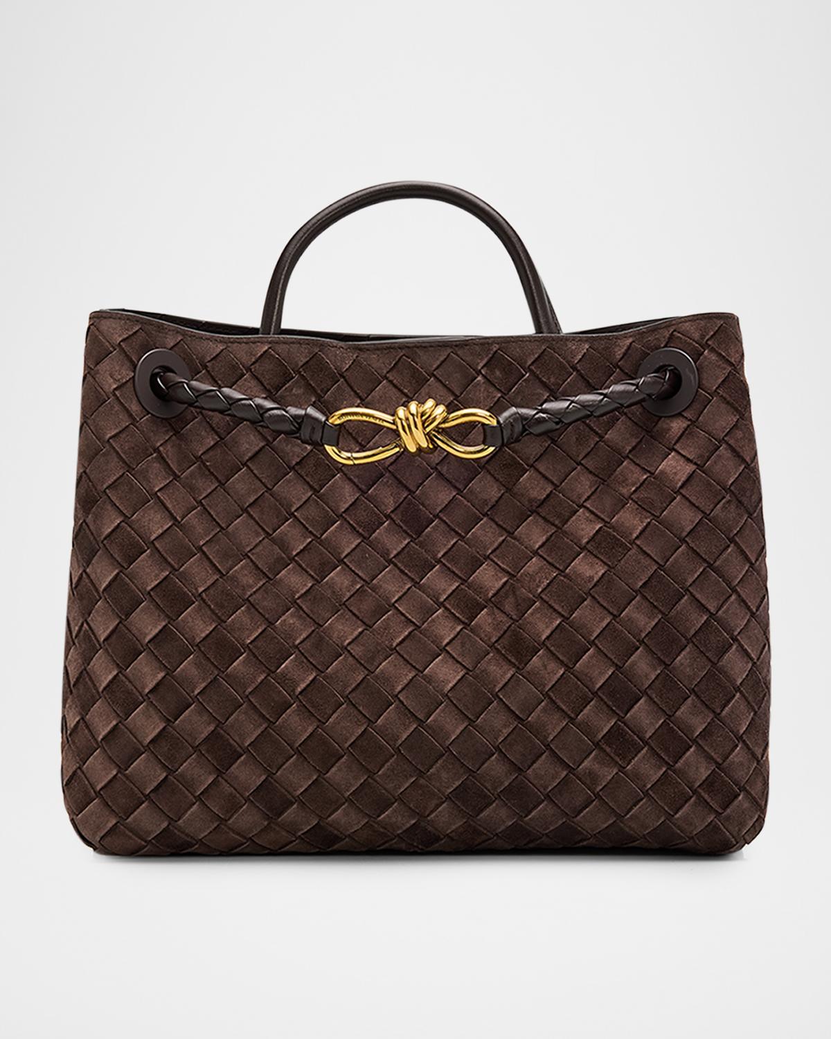Knot-Embellished Top-Handle Bag in Suede
