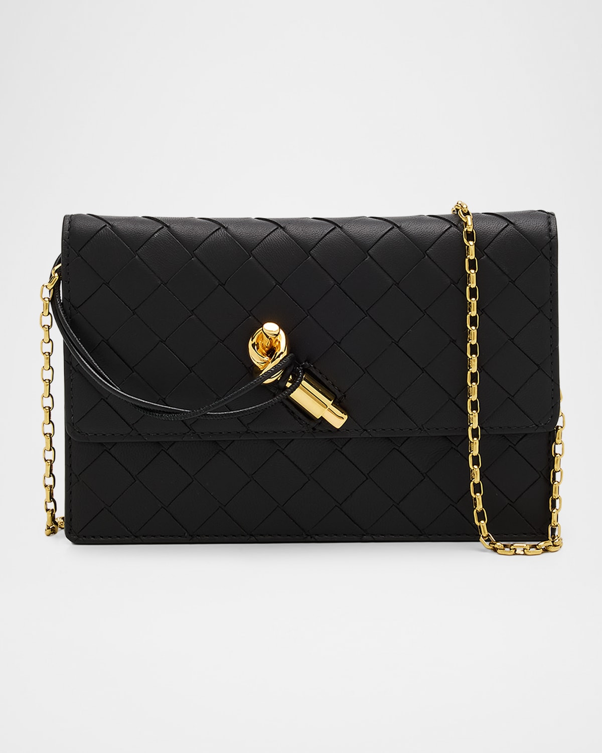 Bottega Veneta Knot Leather Pouch Bag In Black