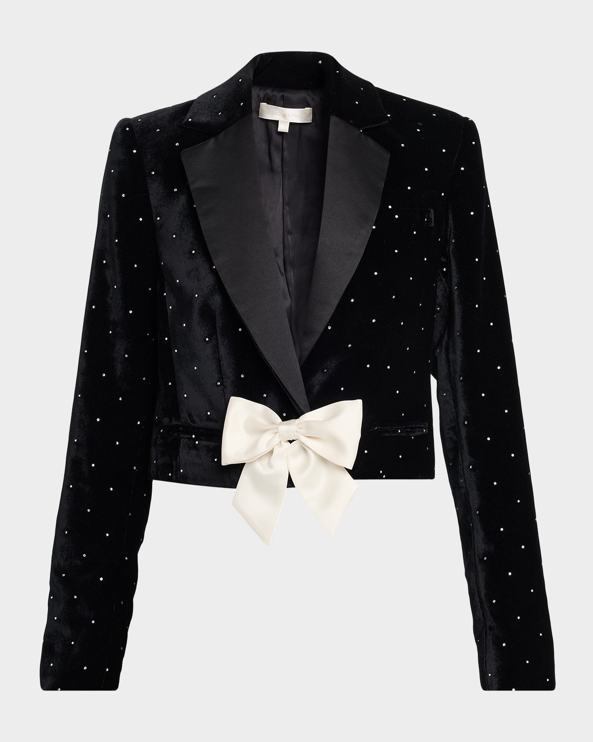 Loveshackfancy Orlisa Cropped Velvet Blazer In Black