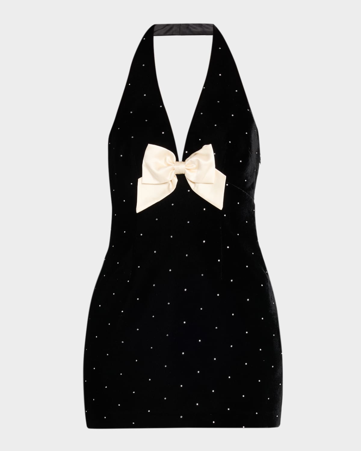 LoveShackFancy Kathy Velvet Halter Mini Dress