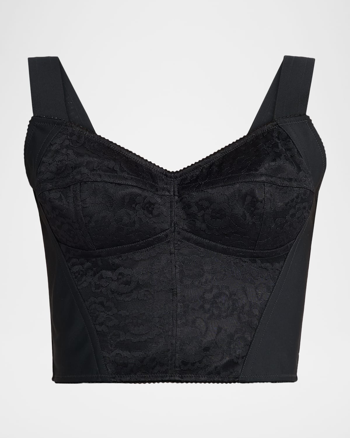 Dolce & Gabbana Lace Jacquard Crop Bustier Top In Black