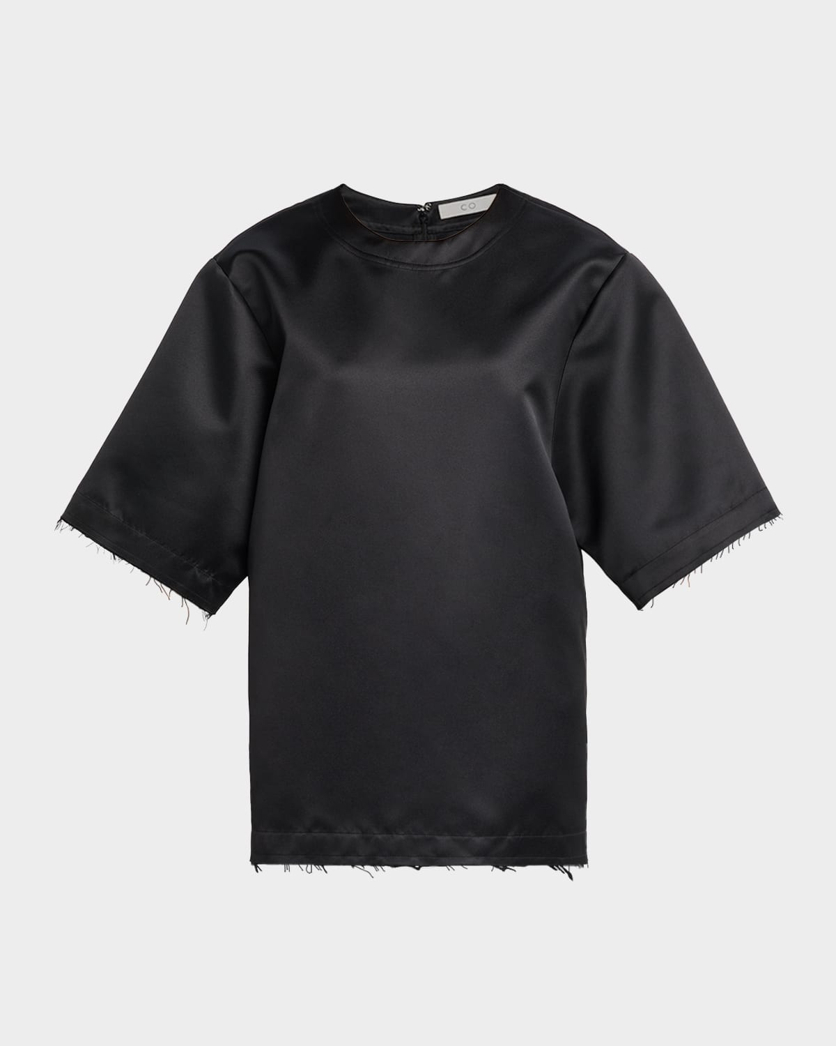 Co Short-sleeve Oversized Satin Shirt In Black