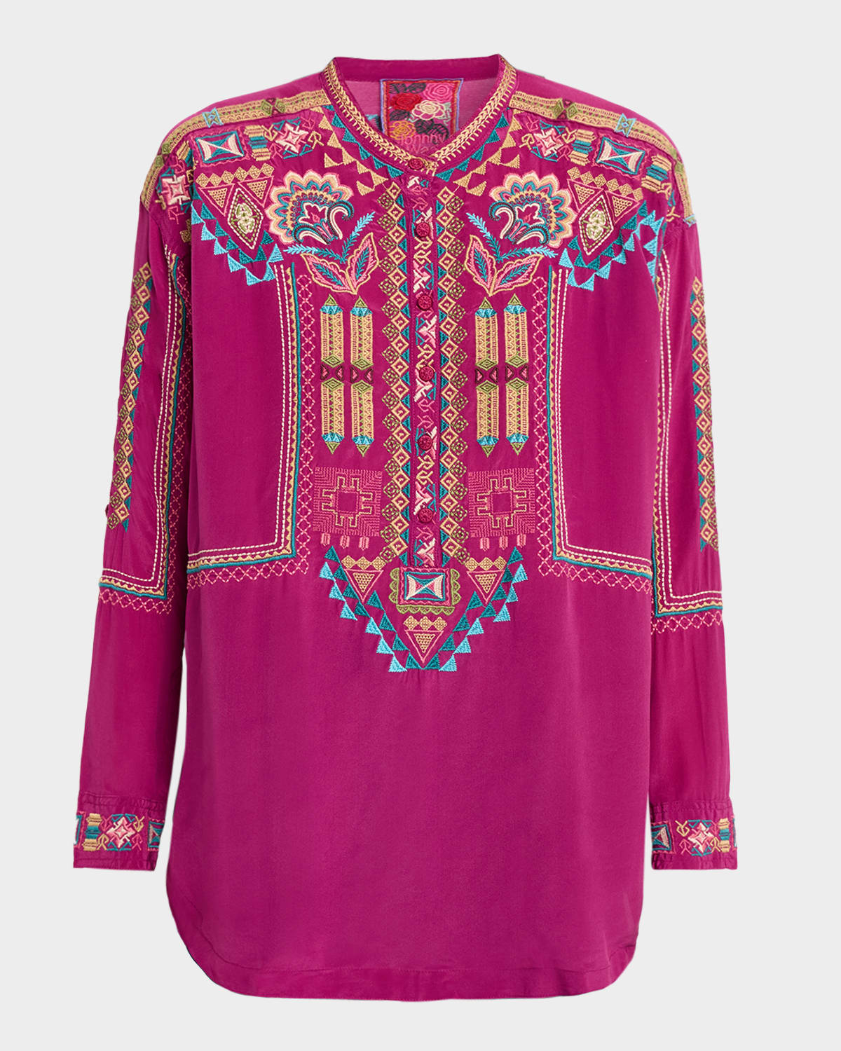 Johnny Was Selina Embroidered Silk Tunic