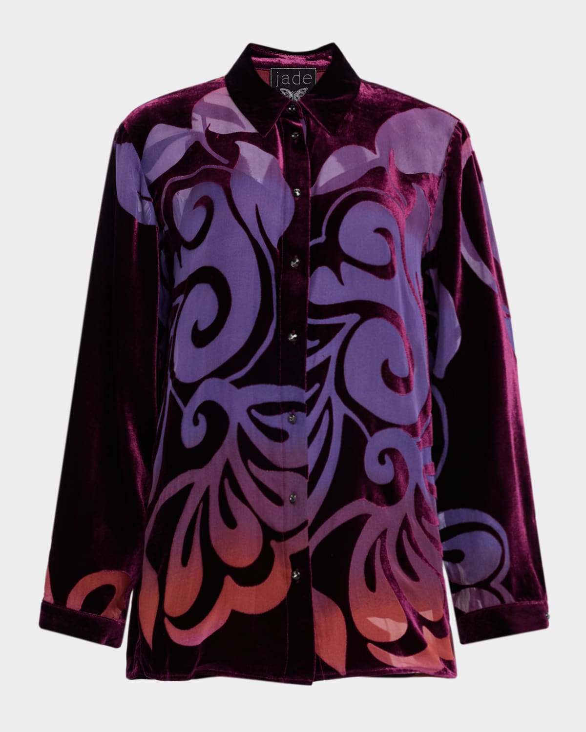 Johnny Was Bess Button-down Ombre Burnout Blouse In Multi