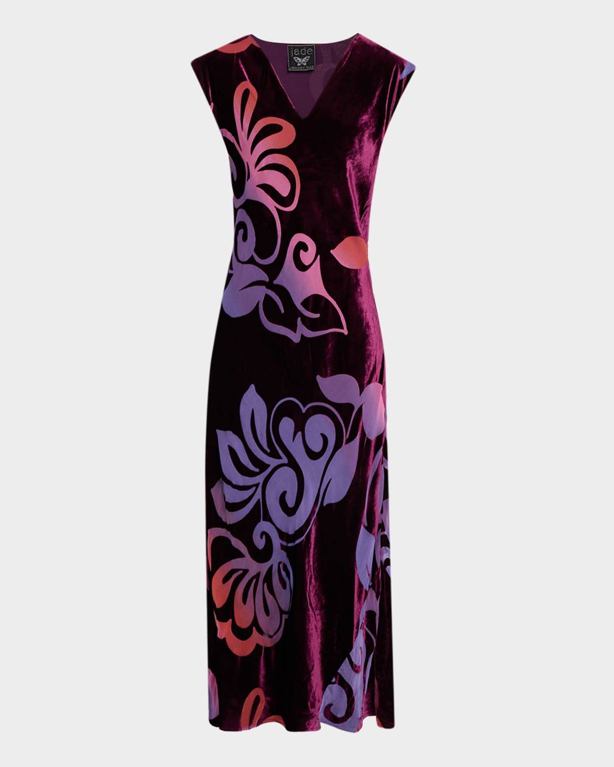 Johnny Was Toto Velvet Ombre Floral Midi Dress