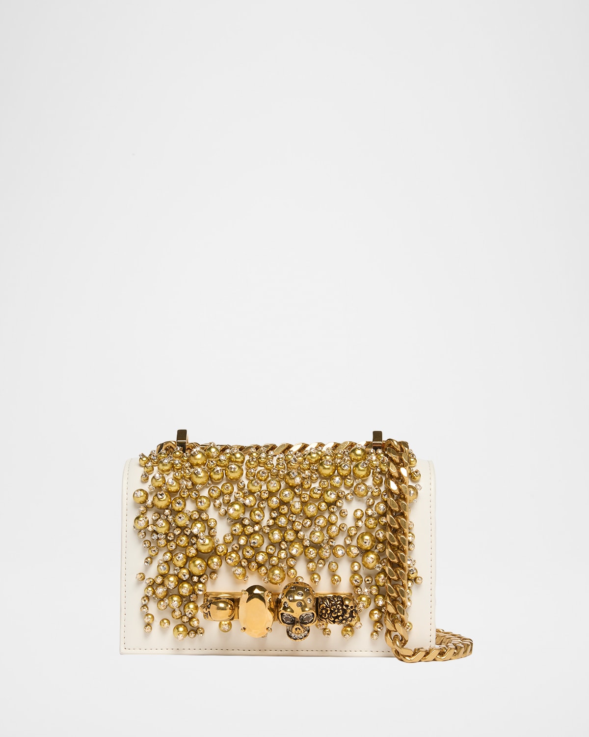 Alexander Mcqueen Mini Crystal Beaded Satchel Shoulder Bag In Yellow