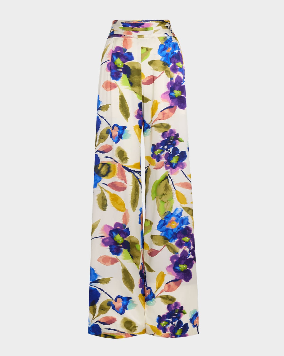 Ramy Brook Joss Wide-leg Floral Satin Pants