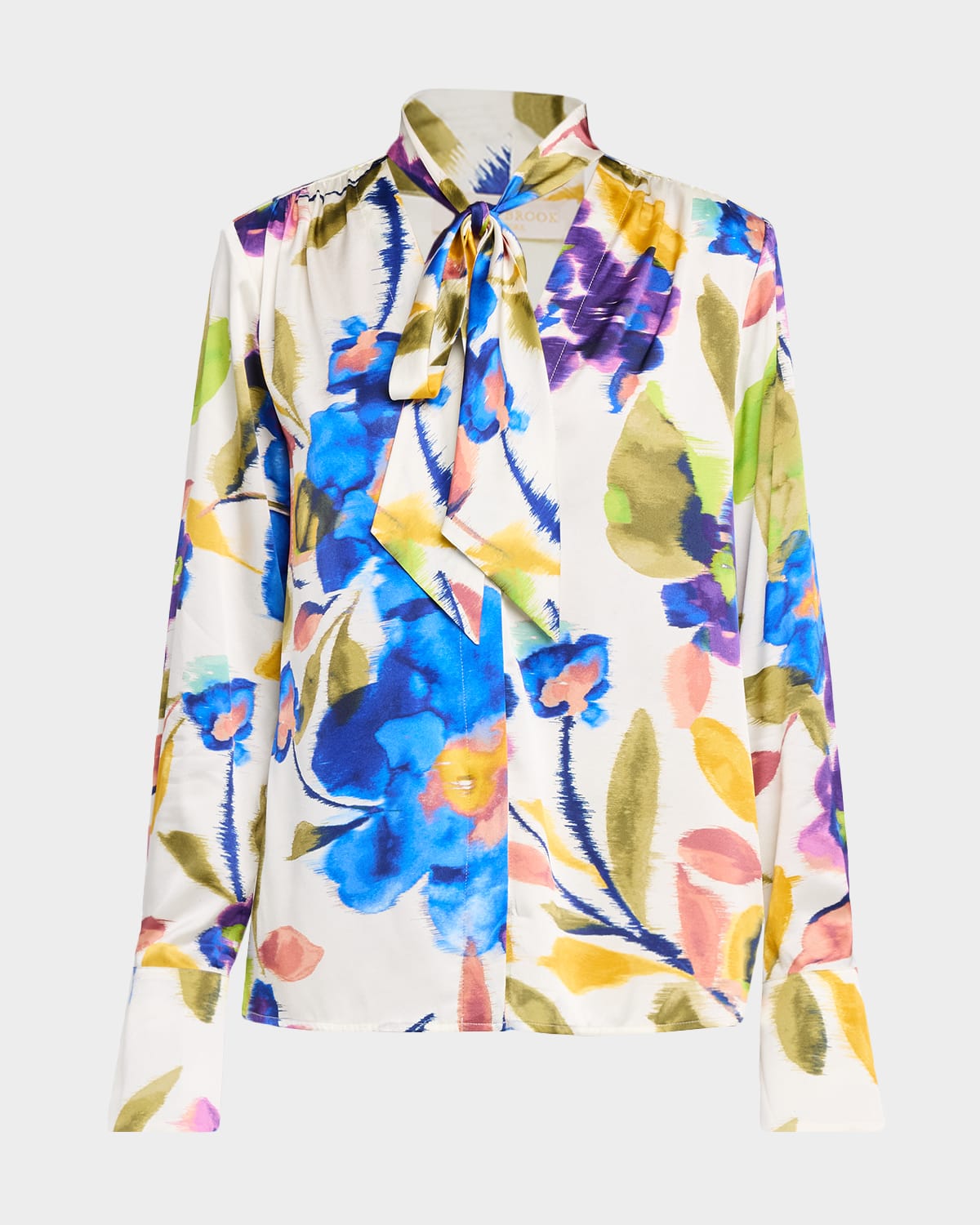 Ramy Brook Veera Floral Tie-neck Blouse
