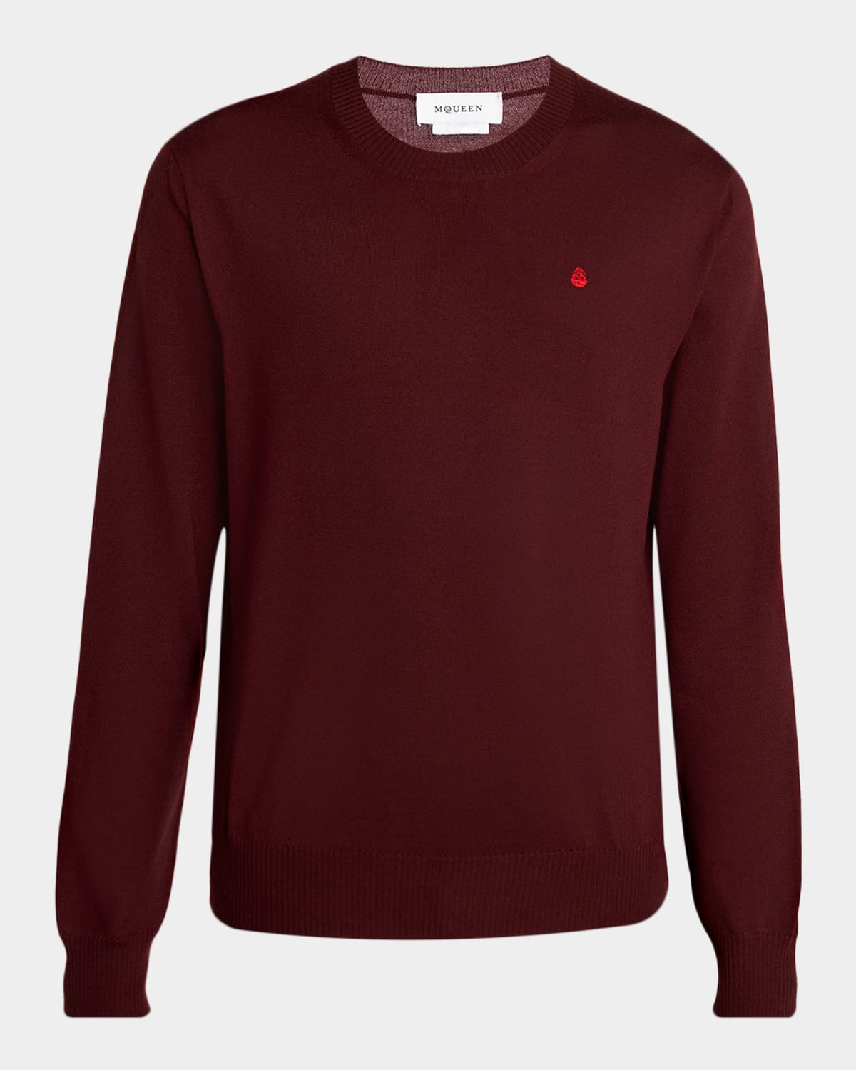 McQueen Men 's Wool Knit Chest-Skull Crewneck Sweater