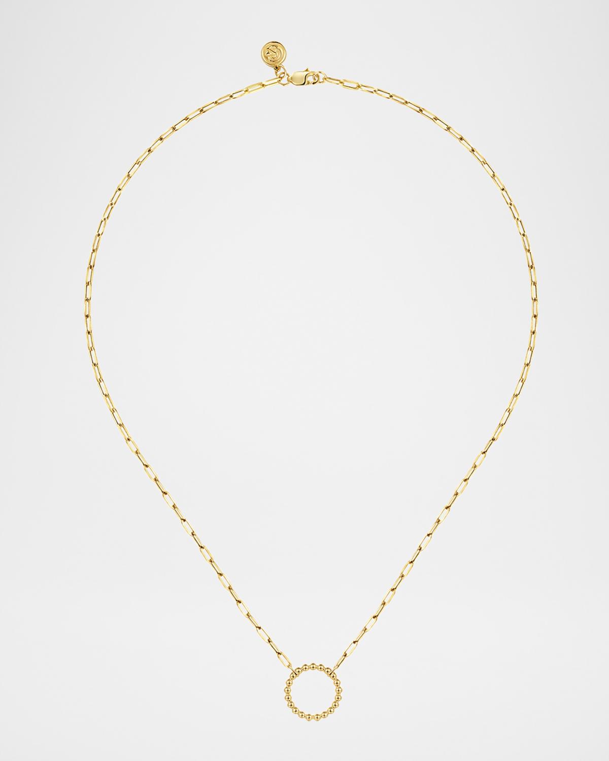 14K Yellow Gold Chain Necklace with Bujukan Circle