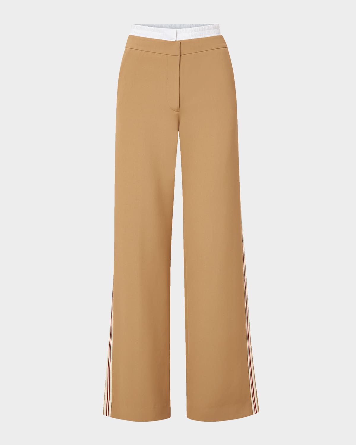 Veronica Beard Eugene Side-stripe Wide-leg Trousers In Brown
