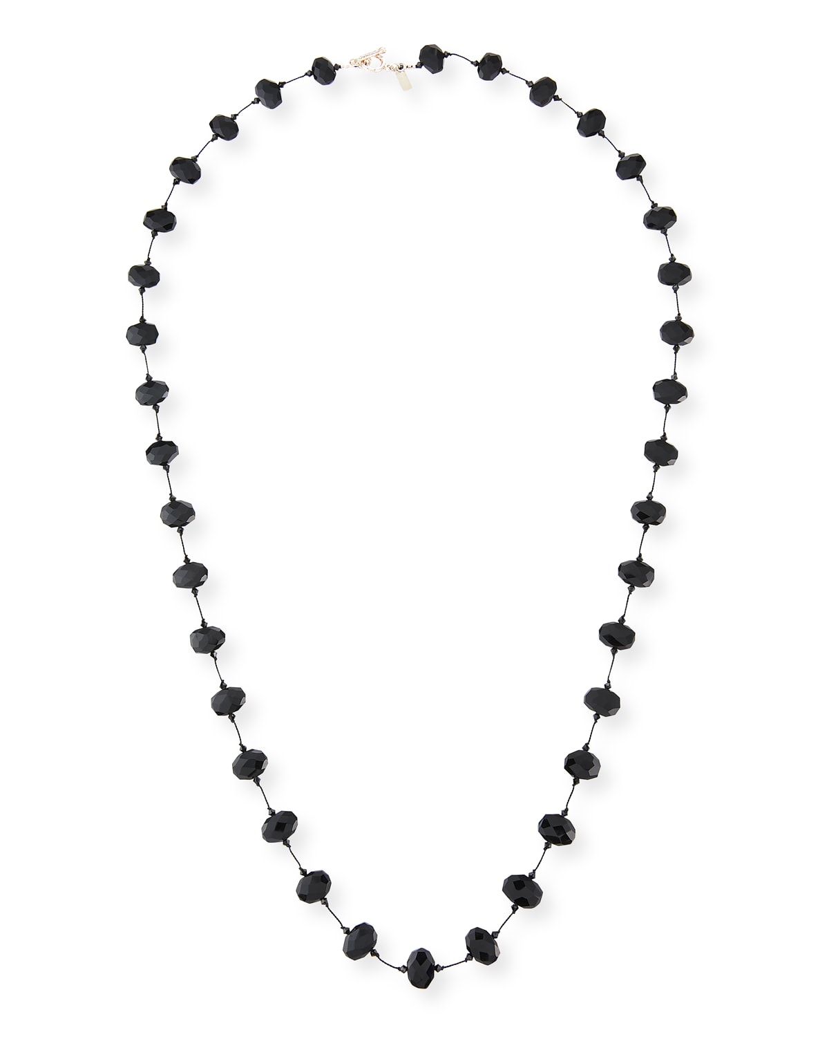 Faceted Black Garnet Necklace, 35"L