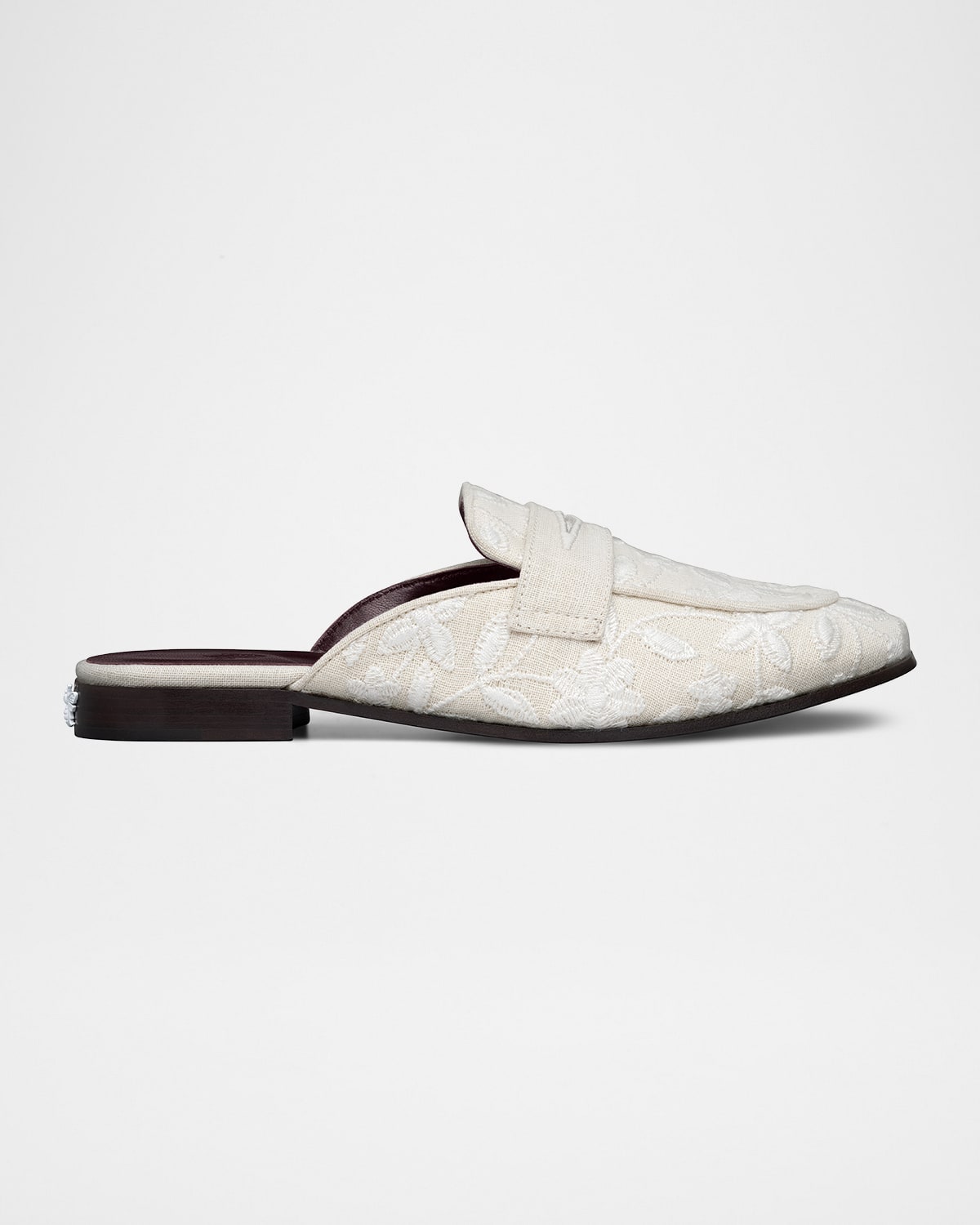 Bougeotte Embroidered Flowers Loafer Mules In White
