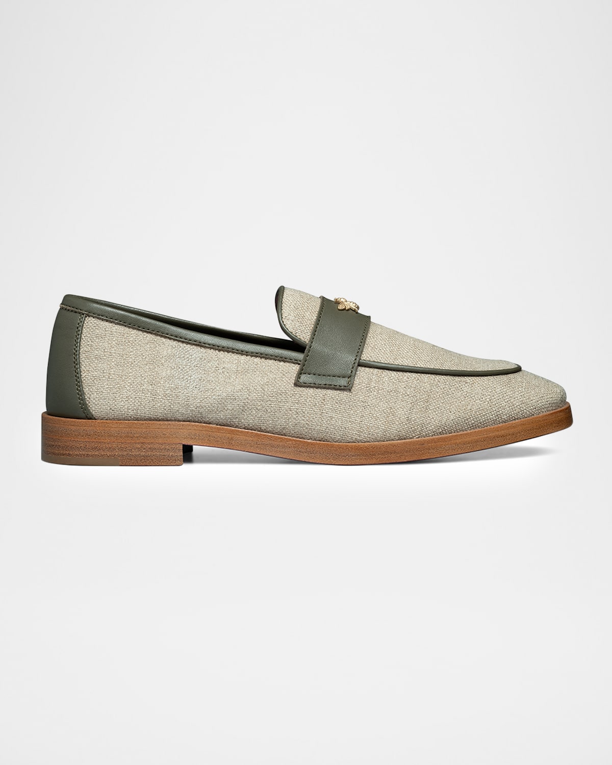 Bougeotte Lofty Flaneur Leather And Raw Linen Penny Loafers In Multi