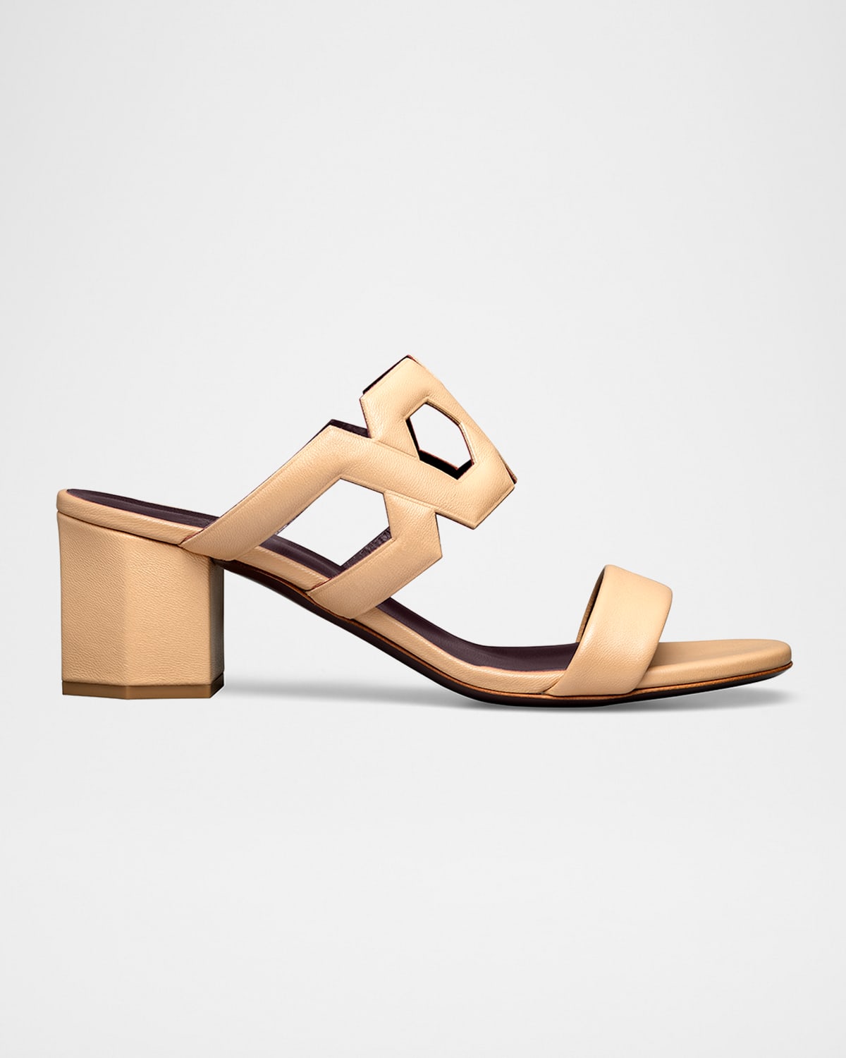 Bougeotte 55mm Leather Link Block-heel Sandals In Brown