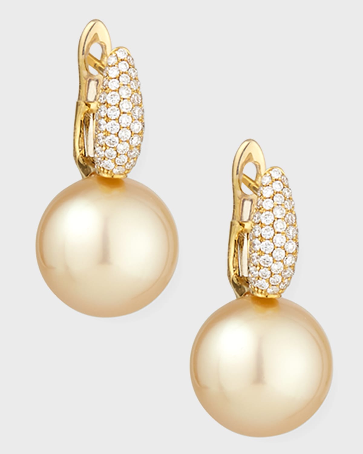 Belpearl Diamond & Golden Pearl Drop Earrings