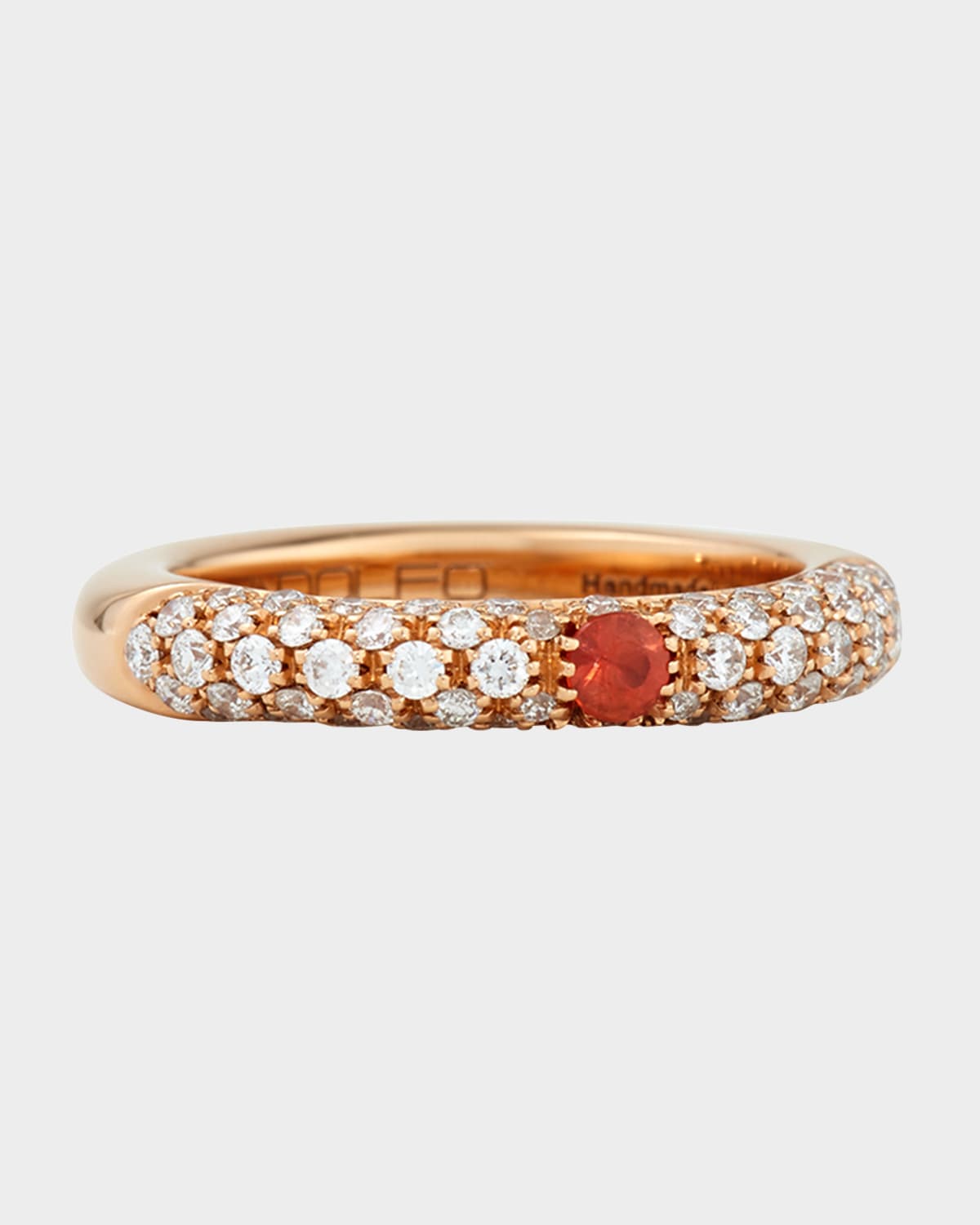Adolfo Courrier Pop Diamond and Orange Sapphire Band Ring, Size 10