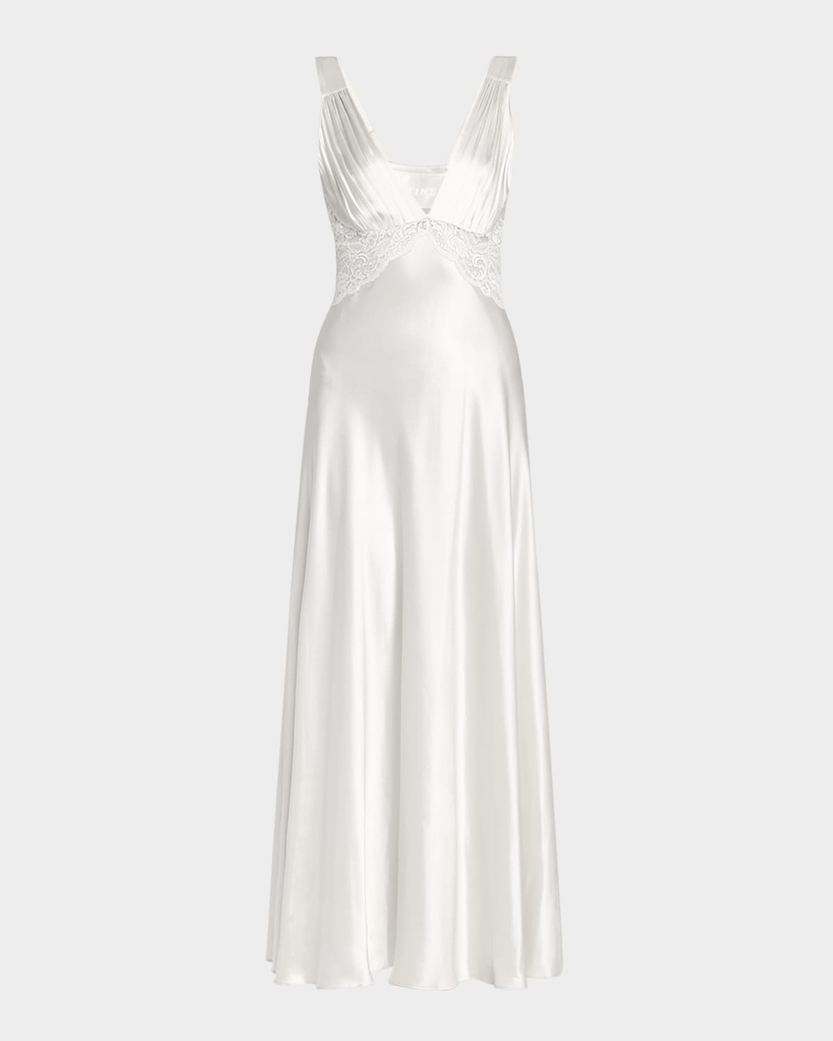 Bijoux Lace-Inset Silk Gown