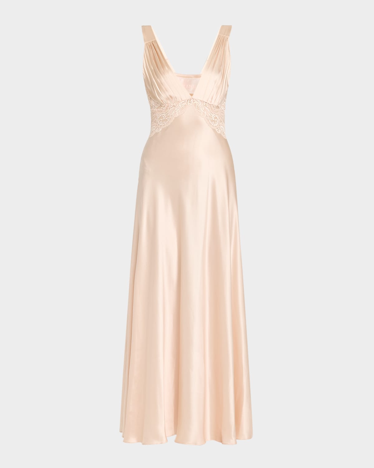 Shop Christine Lingerie Bijoux Lace-inset Silk Gown In Light Pink