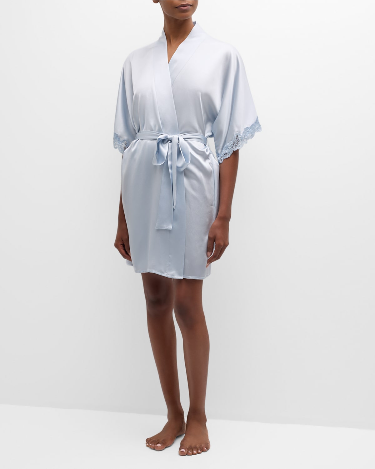 Christine Lingerie Bijoux Short Silk Robe In White