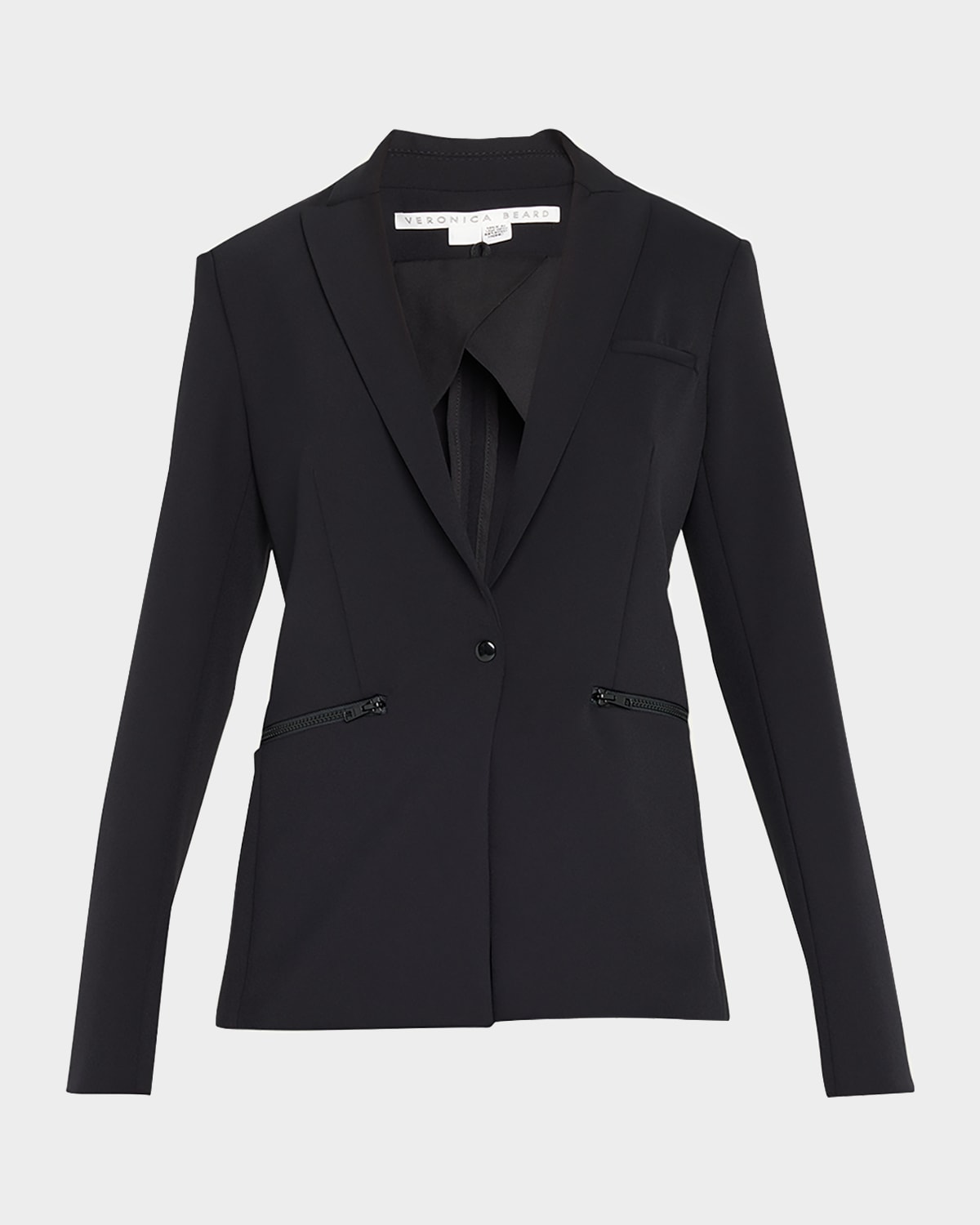 Veronica Beard Zip Pocket Single-breasted Blazer In Navy | ModeSens