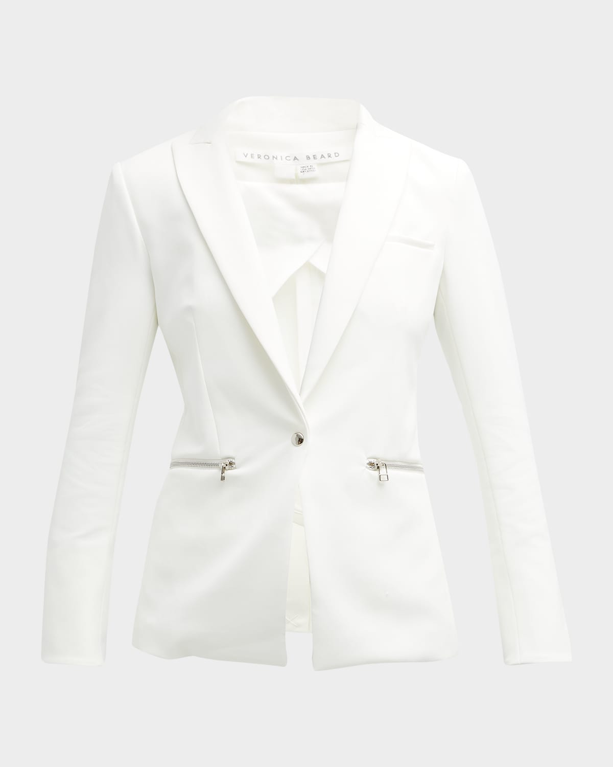 Veronica Beard Core Scuba Schoolboy Jacket In White