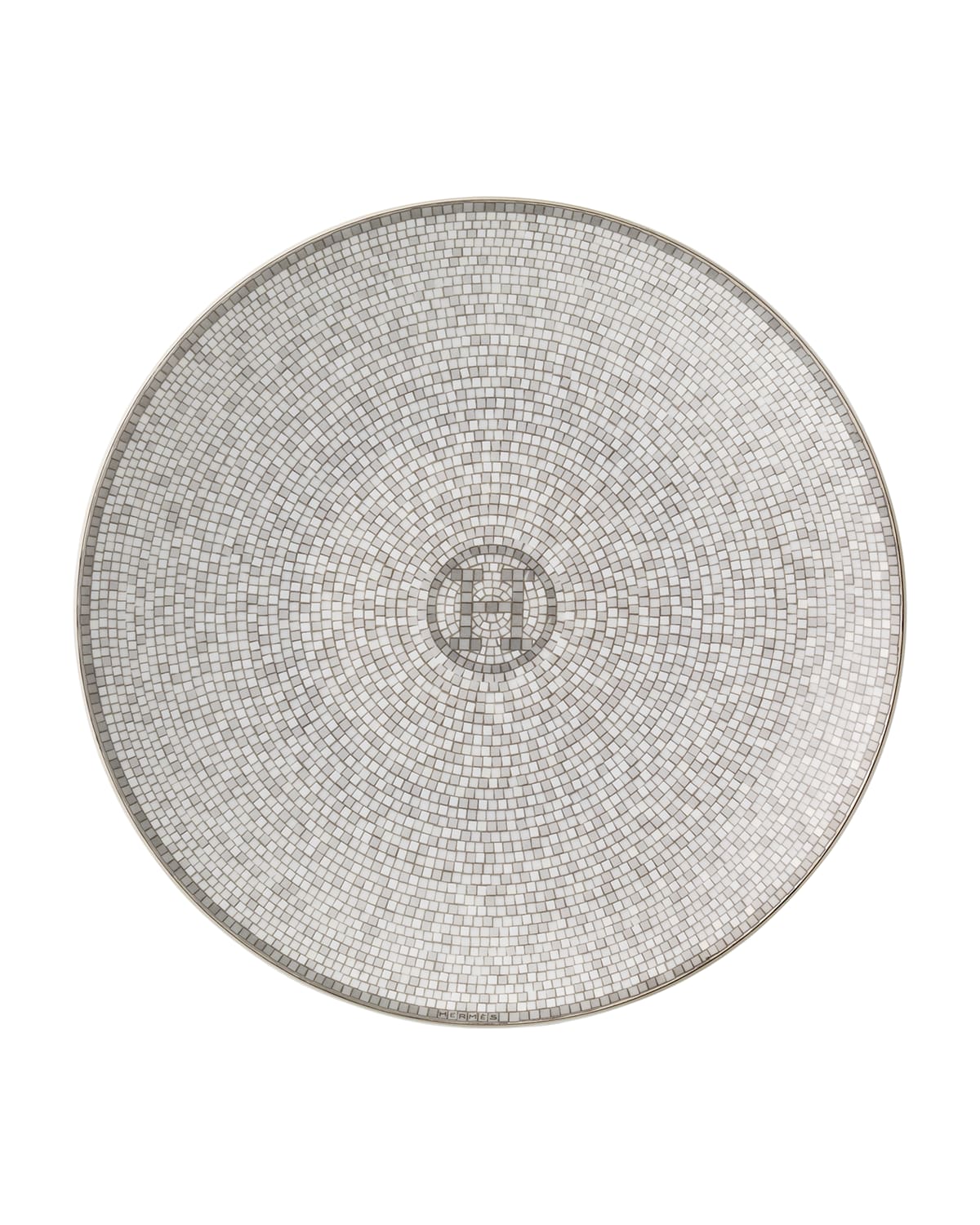 Pre-owned Hermes Mosaique Au 24 Platinum Bread & Butter Plate In Multi