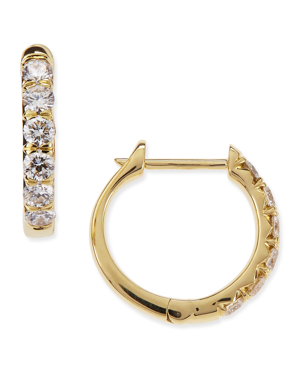 Pave Diamond Hoop Earrings in 18K Gold