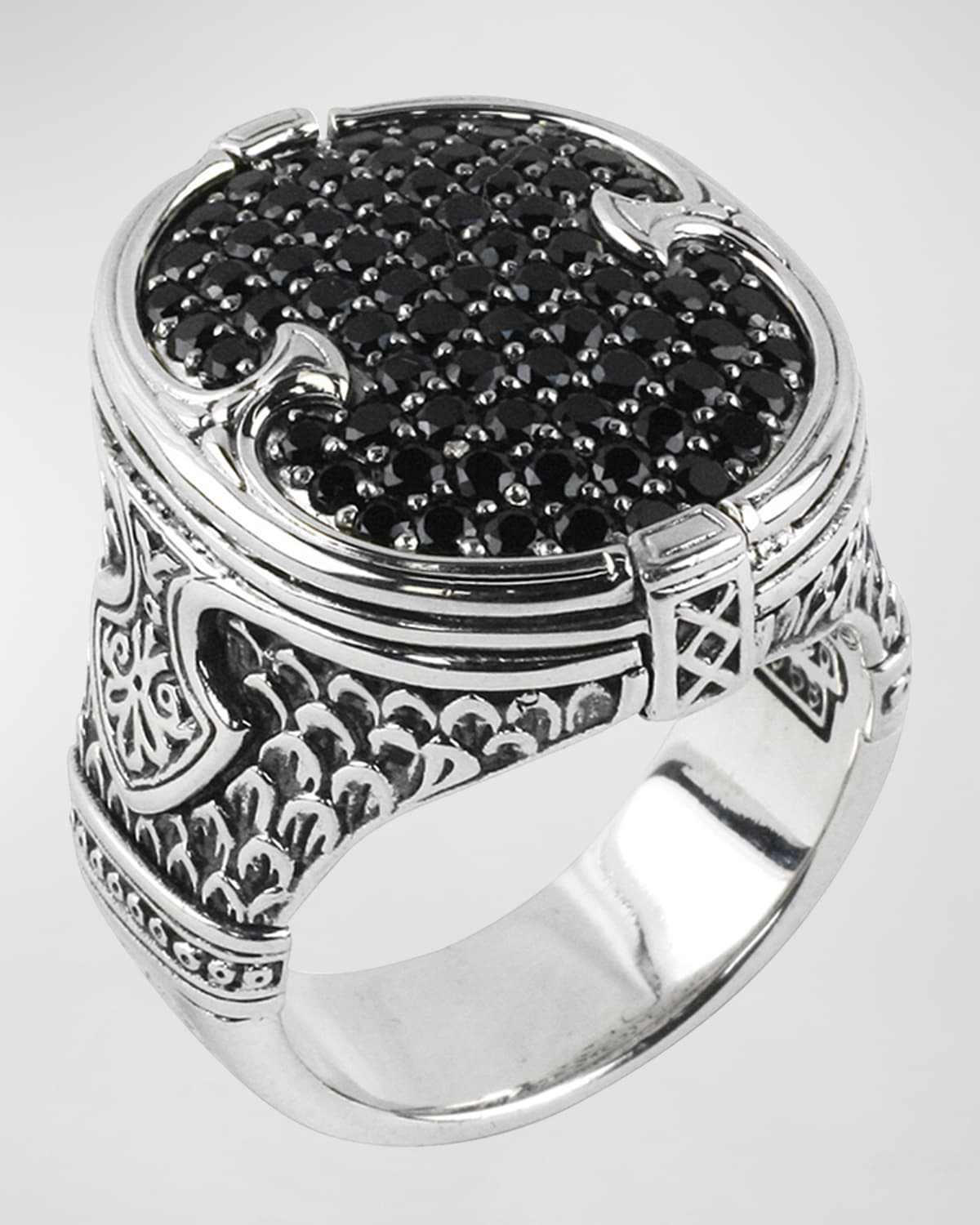 Ambush Engraved Crystal Signet Ring - Silver