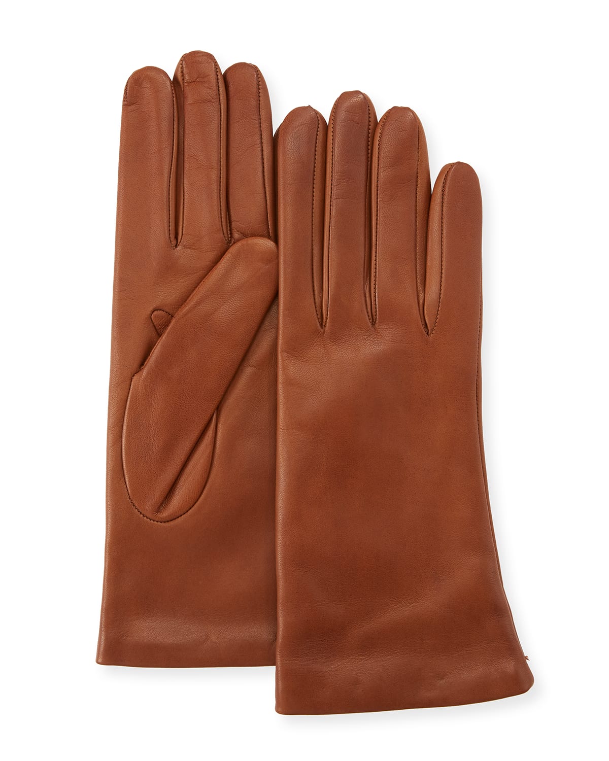 Shop Portolano Cashmere-lined Napa Leather Gloves In Saddle