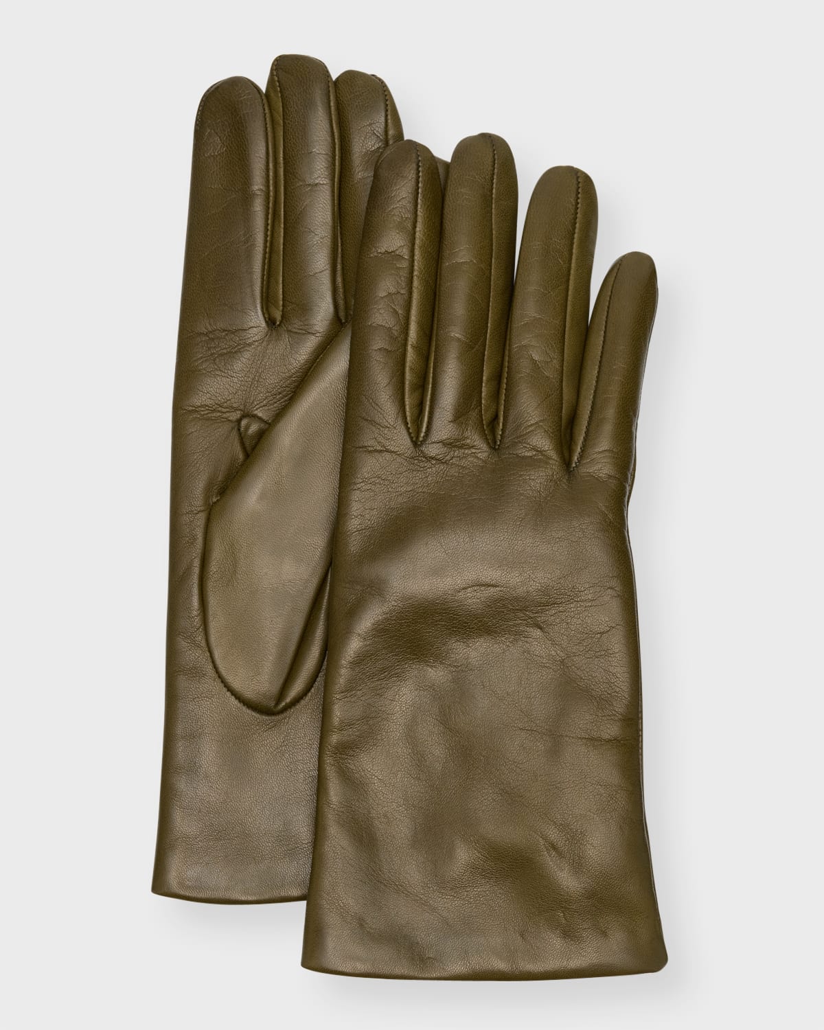 Portolano Cashmere-lined Napa Leather Gloves In Olive