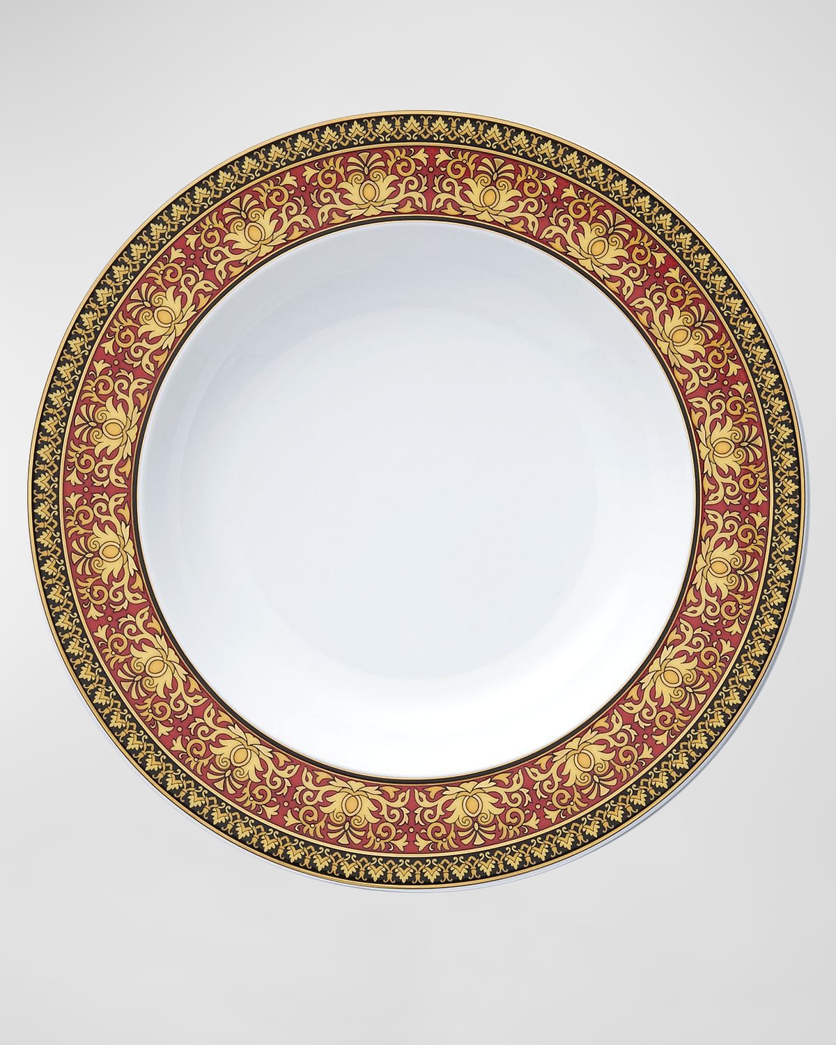 Versace Medusa Red Rim Soup Bowl In Red