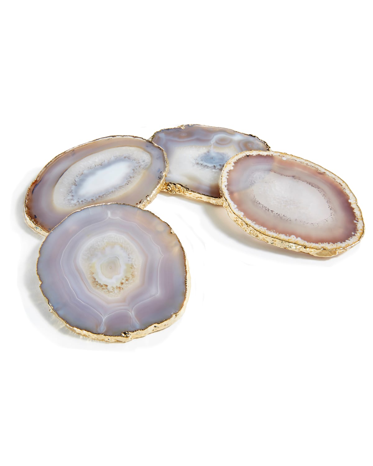 Anna New York Agate & Gold Coasters, Set Of 4 In Grey And Gold