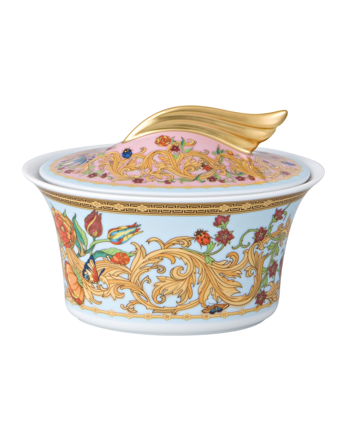 Shop Versace Butterfly Garden Covered Sugar Bowl In Gold