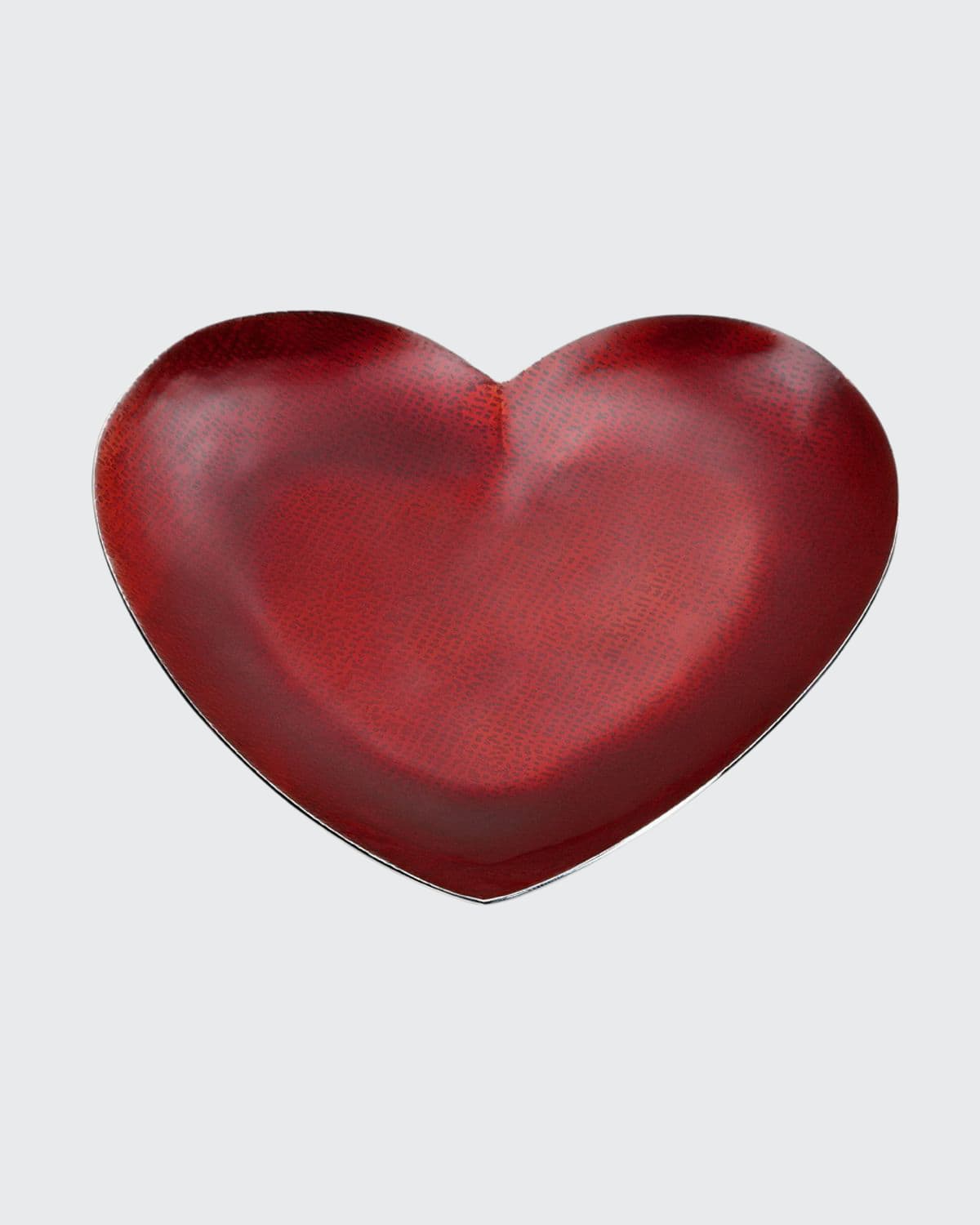 Mary Jurek Symphony Scarlet Red Enamel Heart Dessert Tray In Red