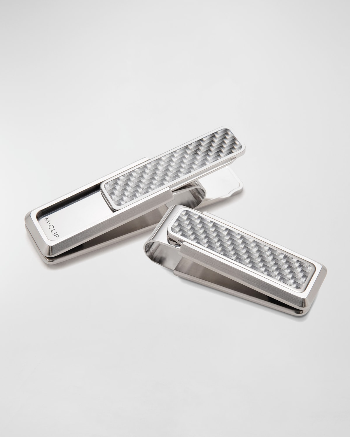 Stainless Steel & Carbon Money Clip, White