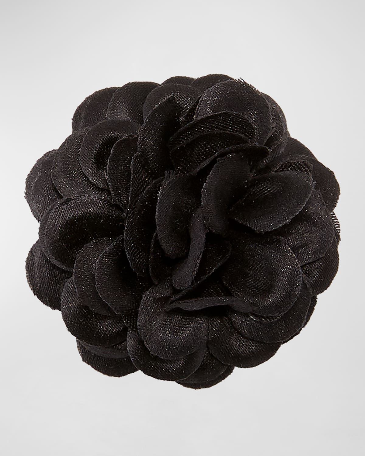 Satin Dahlia Flower Lapel Pin, Black