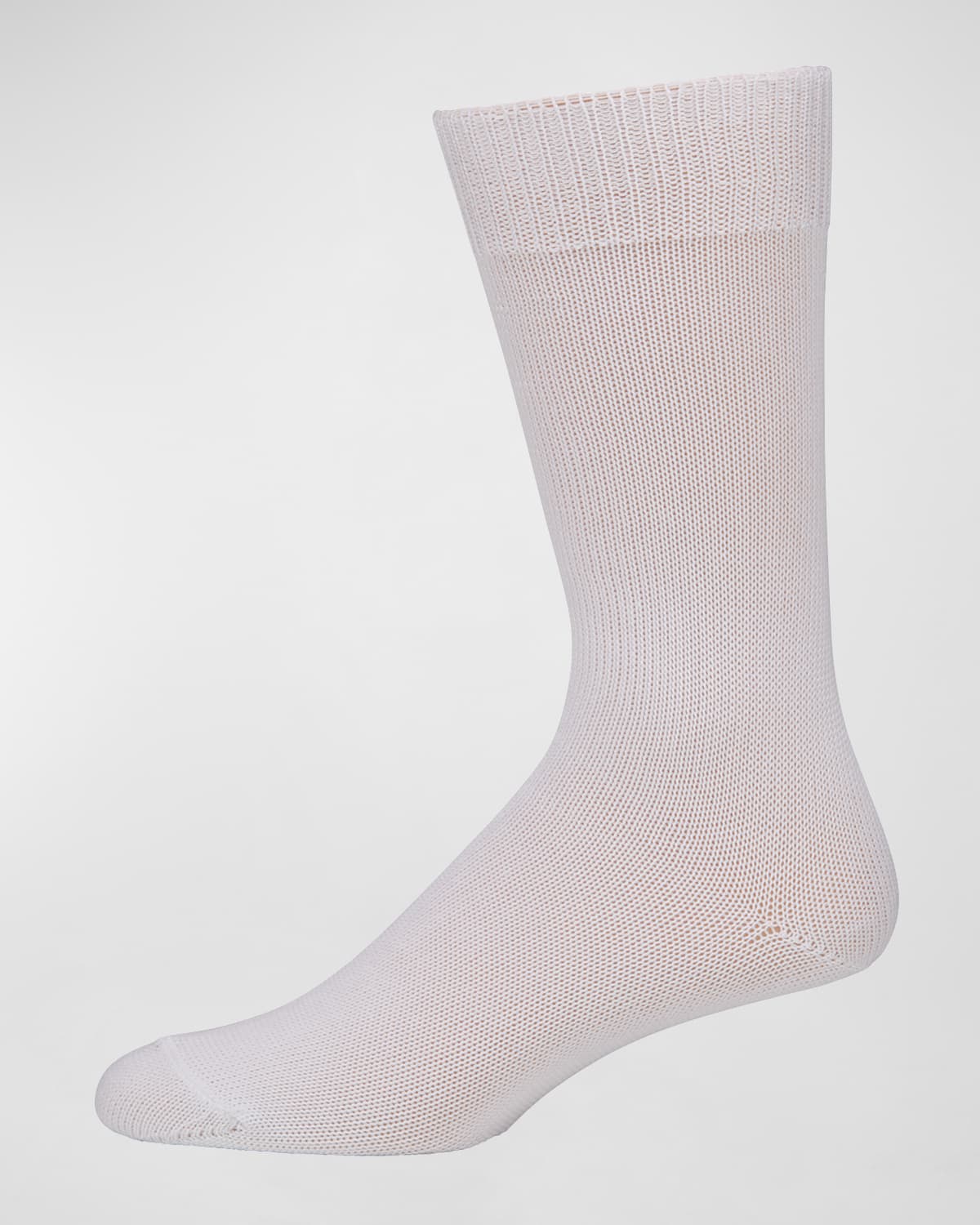 Neiman Marcus Men's Casual Cotton-blend Knit Socks In White