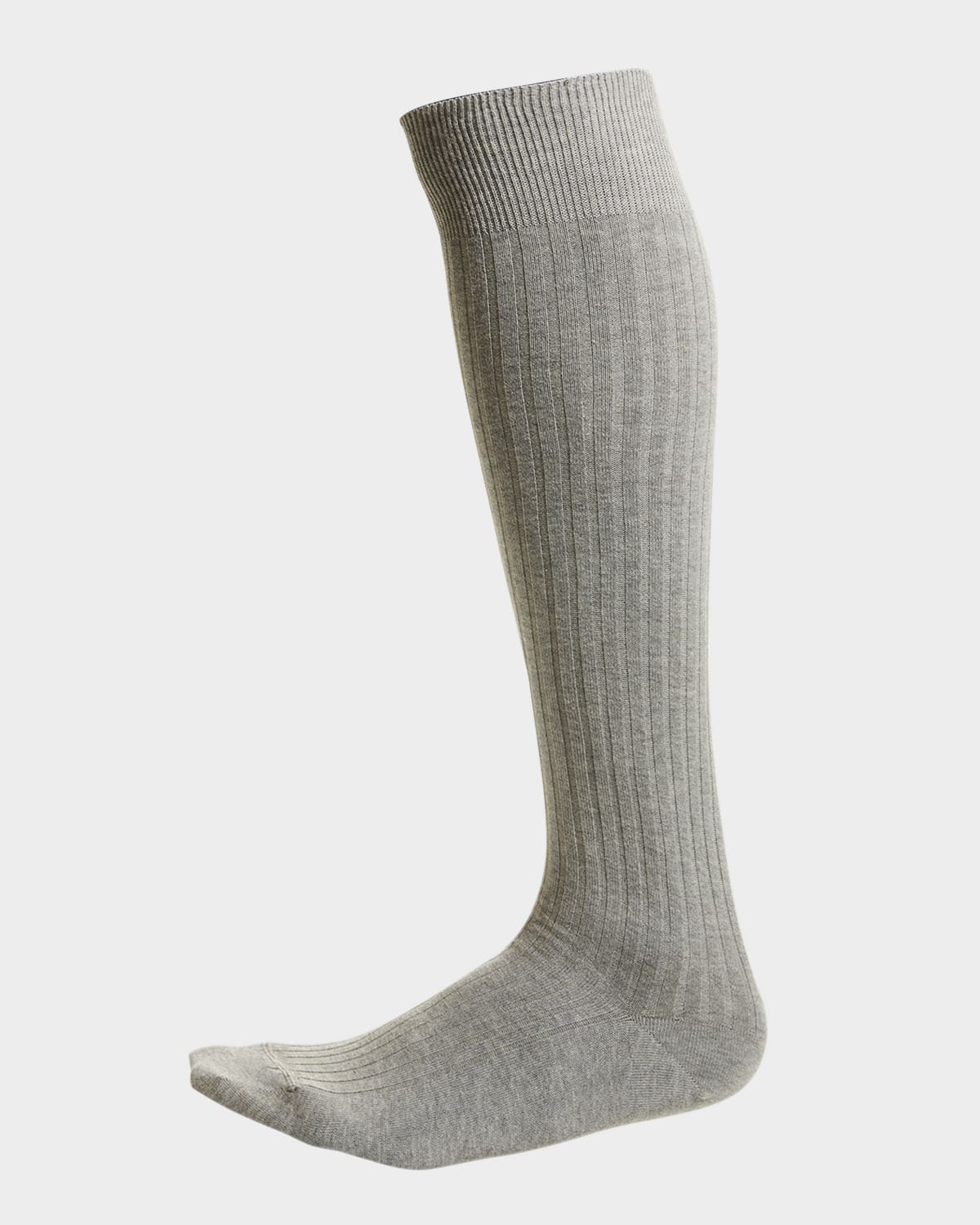 Neiman Marcus Men's Solid Ribbed Knee-high Socks