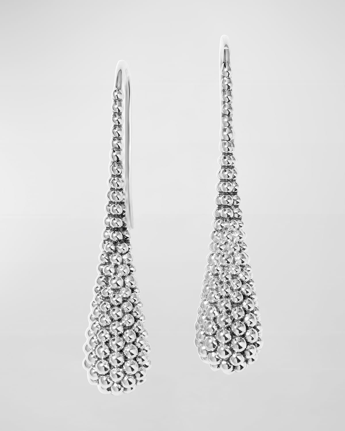 Lagos Caviar Domed Silver Drop Earrings