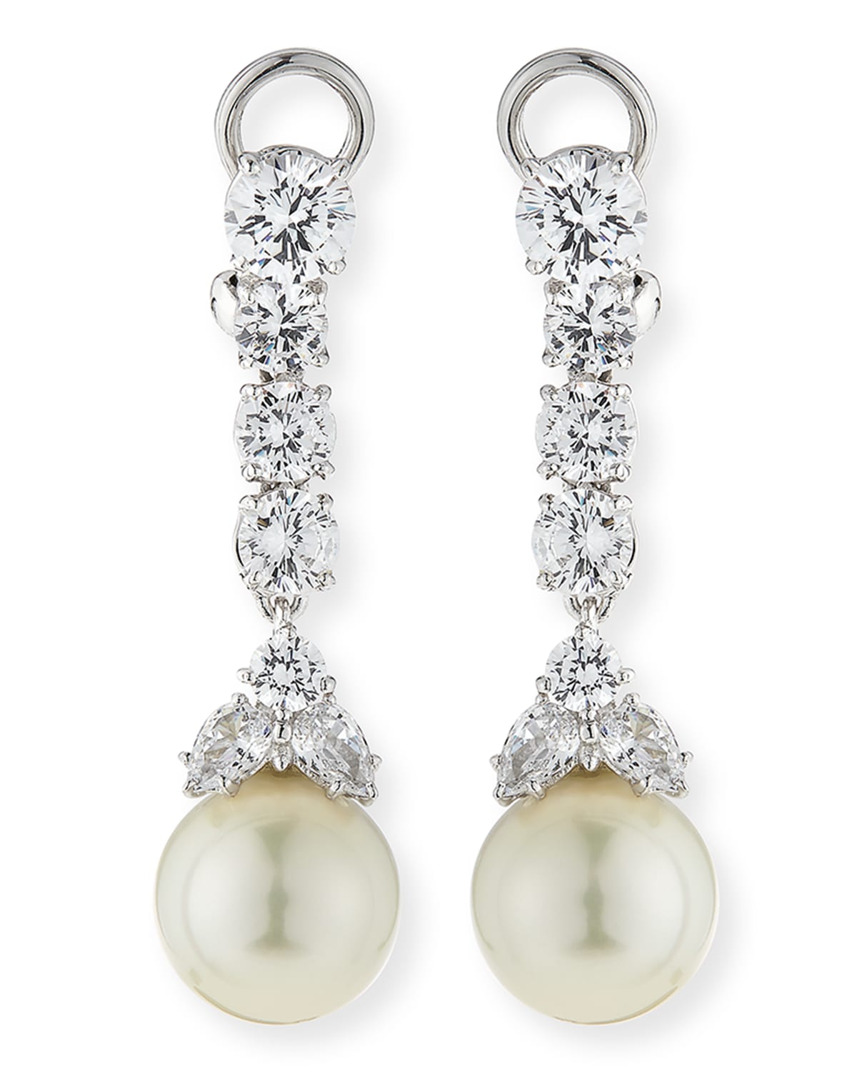 Fantasia by DeSerio 6 TCW CZ & Simulated Pearl Long Drop Earrings