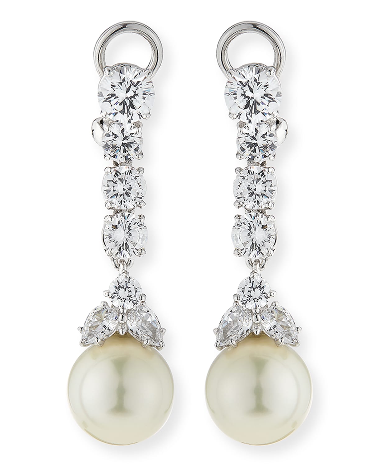 6 TCW CZ & Simulated Pearl Long Drop Earrings