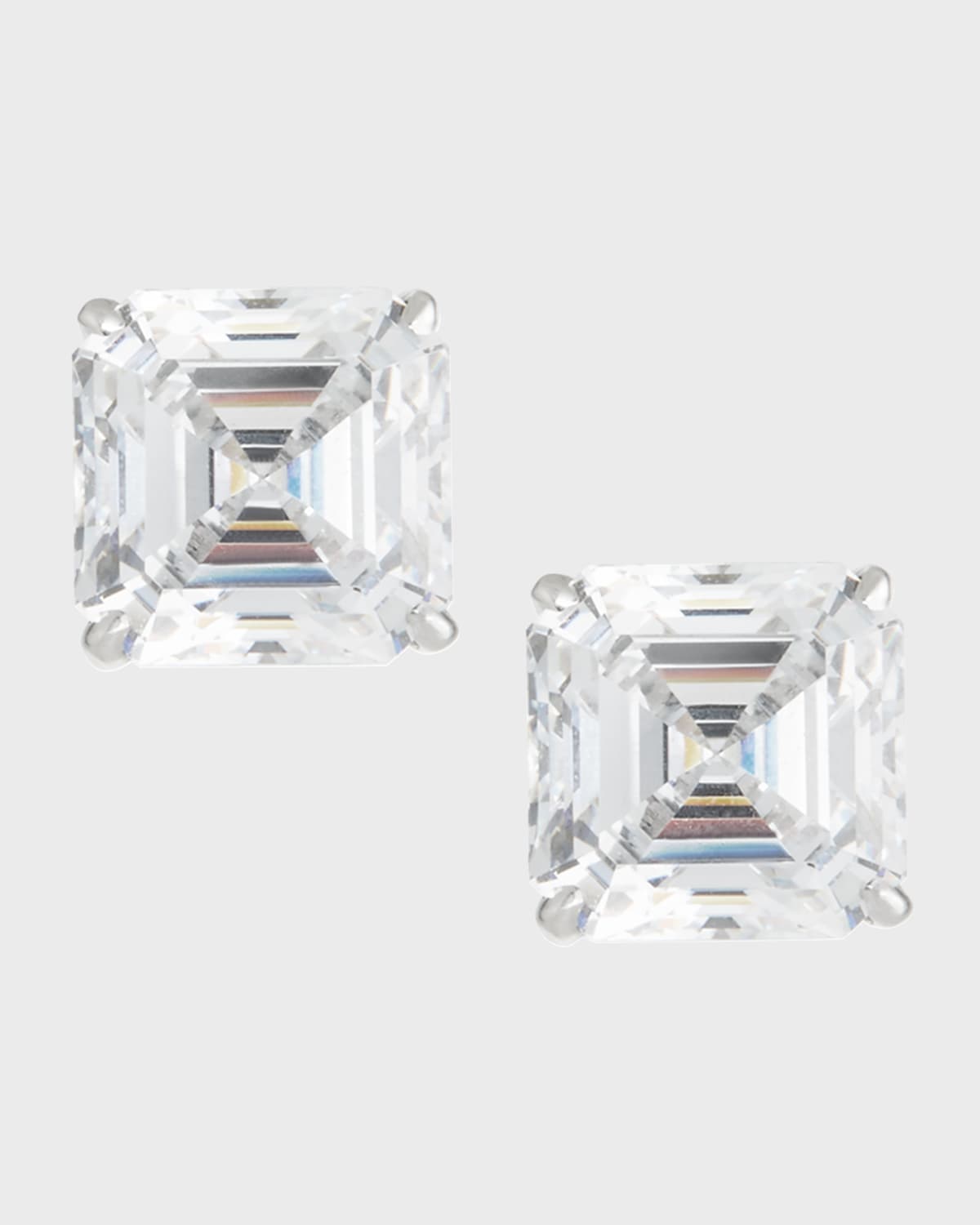 Fantasia By Deserio Sterling Silver 10ct Asscher Stud Earrings